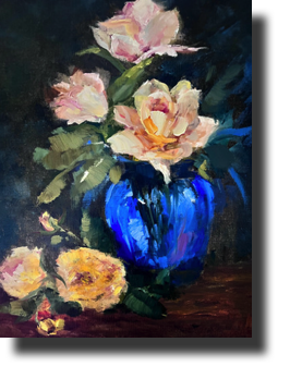 Blue Vase
Oil on Linen
23h x 19w in, Framed $425 Blue Vase
Oil on Linen
23h x 19w in, Framed $425